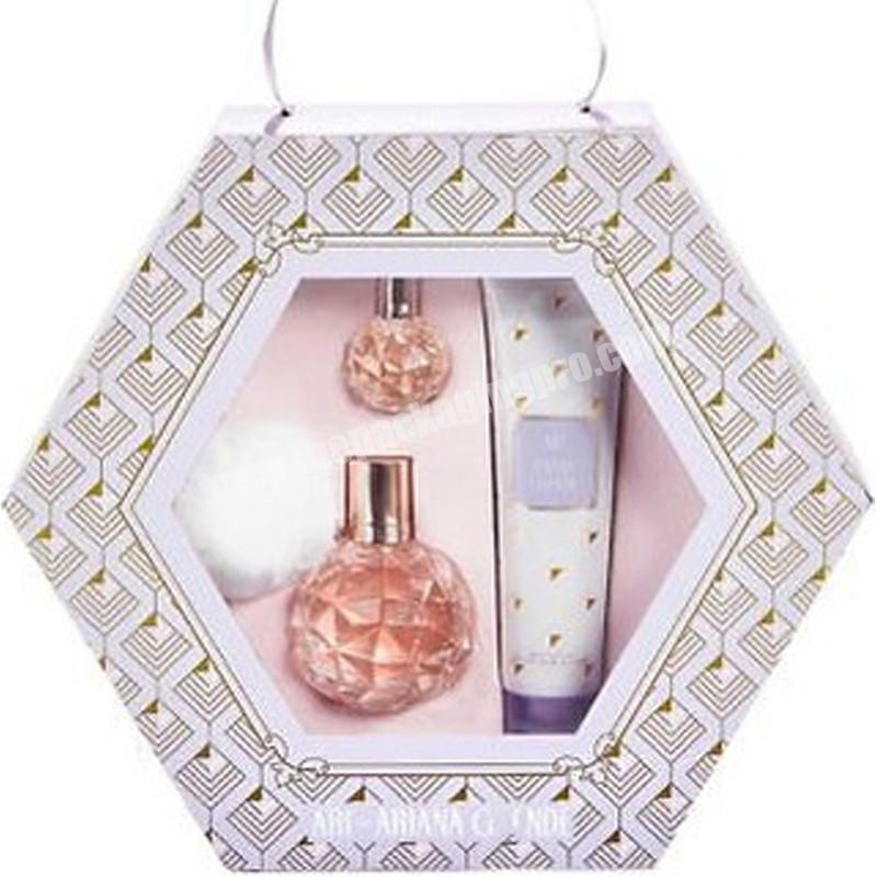 Window box packaging Luxury hexagonal packing box for perfume cosmetics