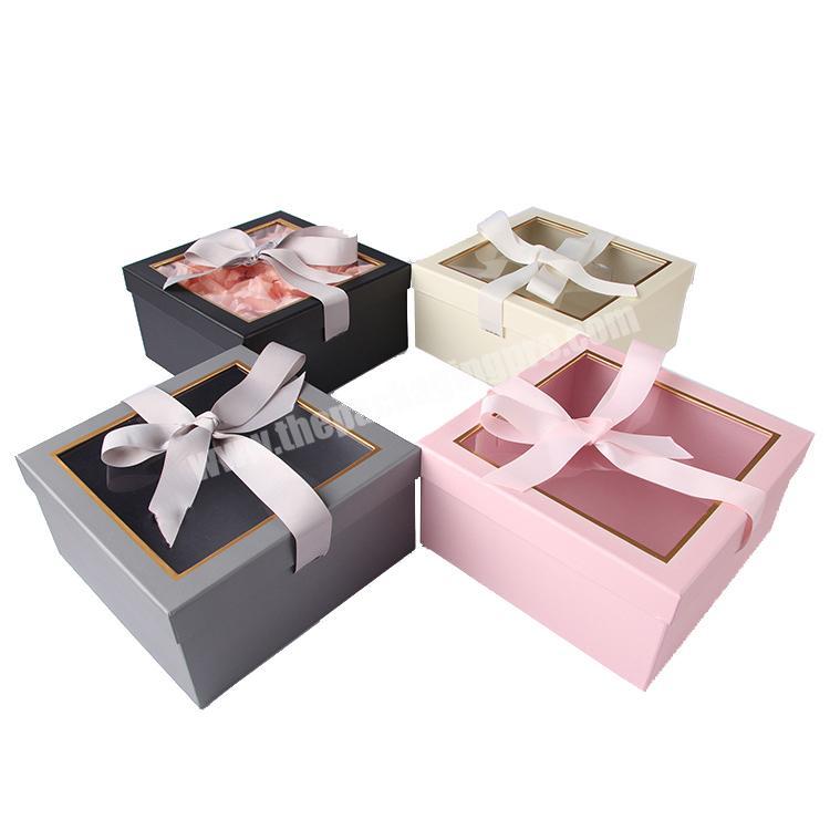 Window lid and base printing rigid square clothing packaging sweet box