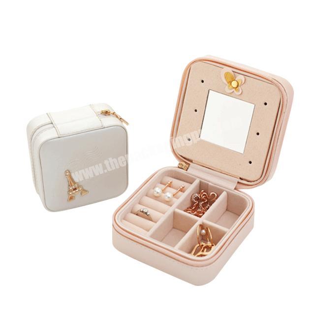 Women Girls Organizer Earring Ear PU Leather Portable Jewel Case Jewellery Packaging Gift Boxes Travel Jewelry Box