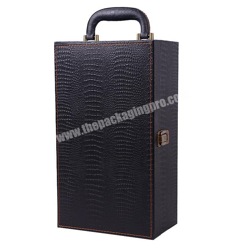 wood black gift boxes wholesale leather black box packaging with handle