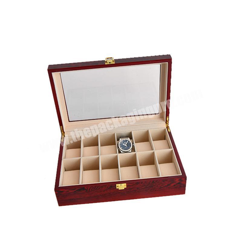 Wooden  12 slots watch box case with lock, wood gift box, wooden packaging box