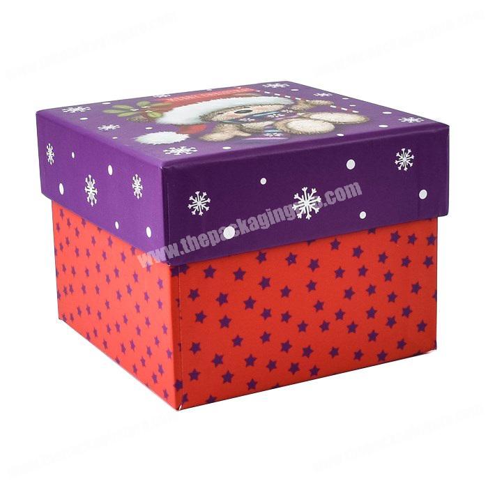 Work home cube shape lid and base rigid cardboard paper printing christmas decorative storage gift packaging box