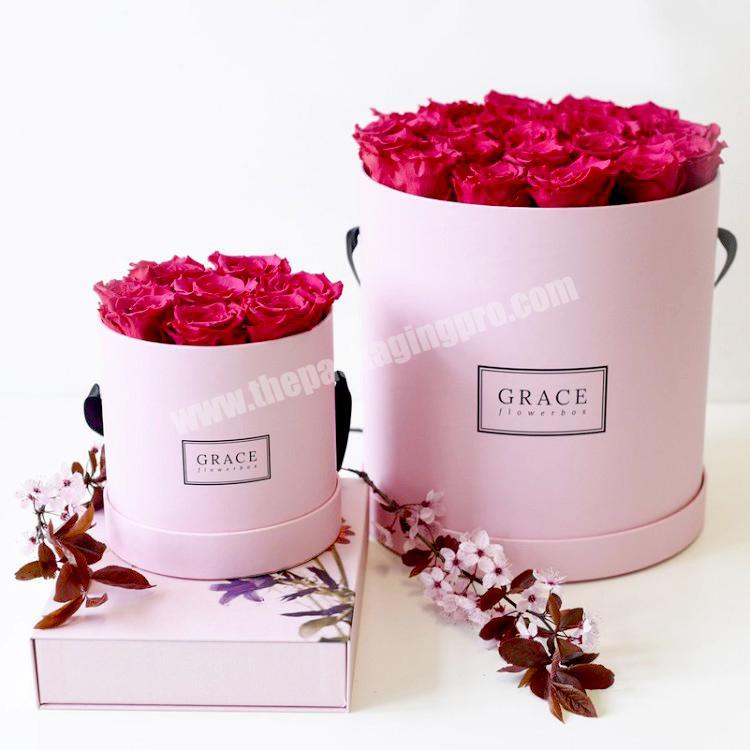 xiamen high quality custom pink round cardboard gift box flower for florists
