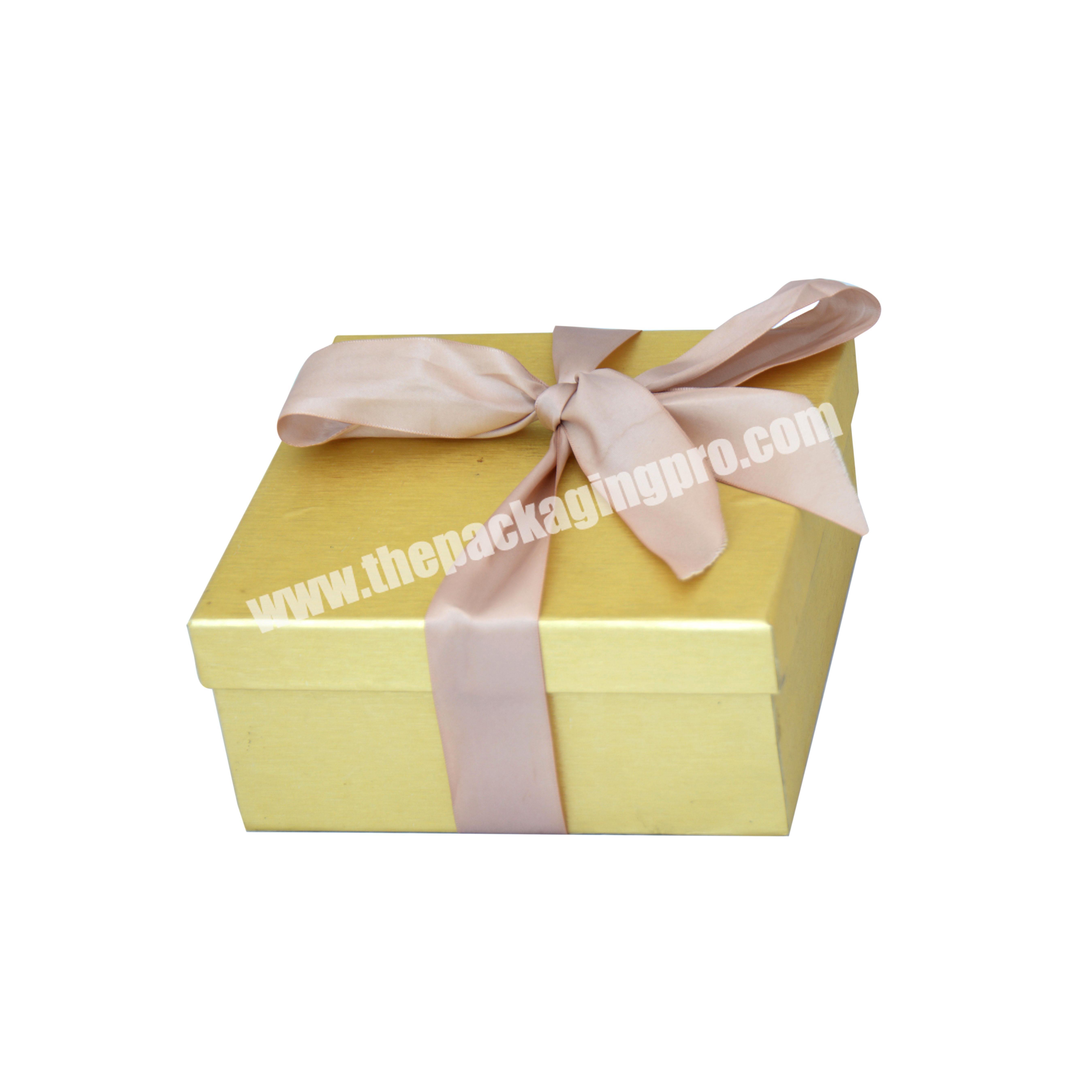 Yellow Cardboard Box For Birthday With Ribbon