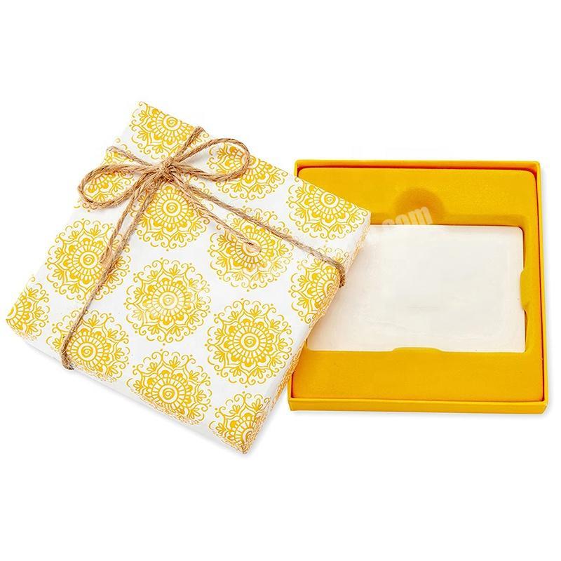 Yellow flower type hard paper packaging gift box for birthday
