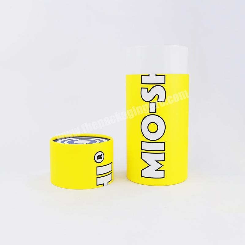 Yellow Paper Cylinder Packaging Box Tube Gift Box Perfume Tea Packaging Box With Custom Logo