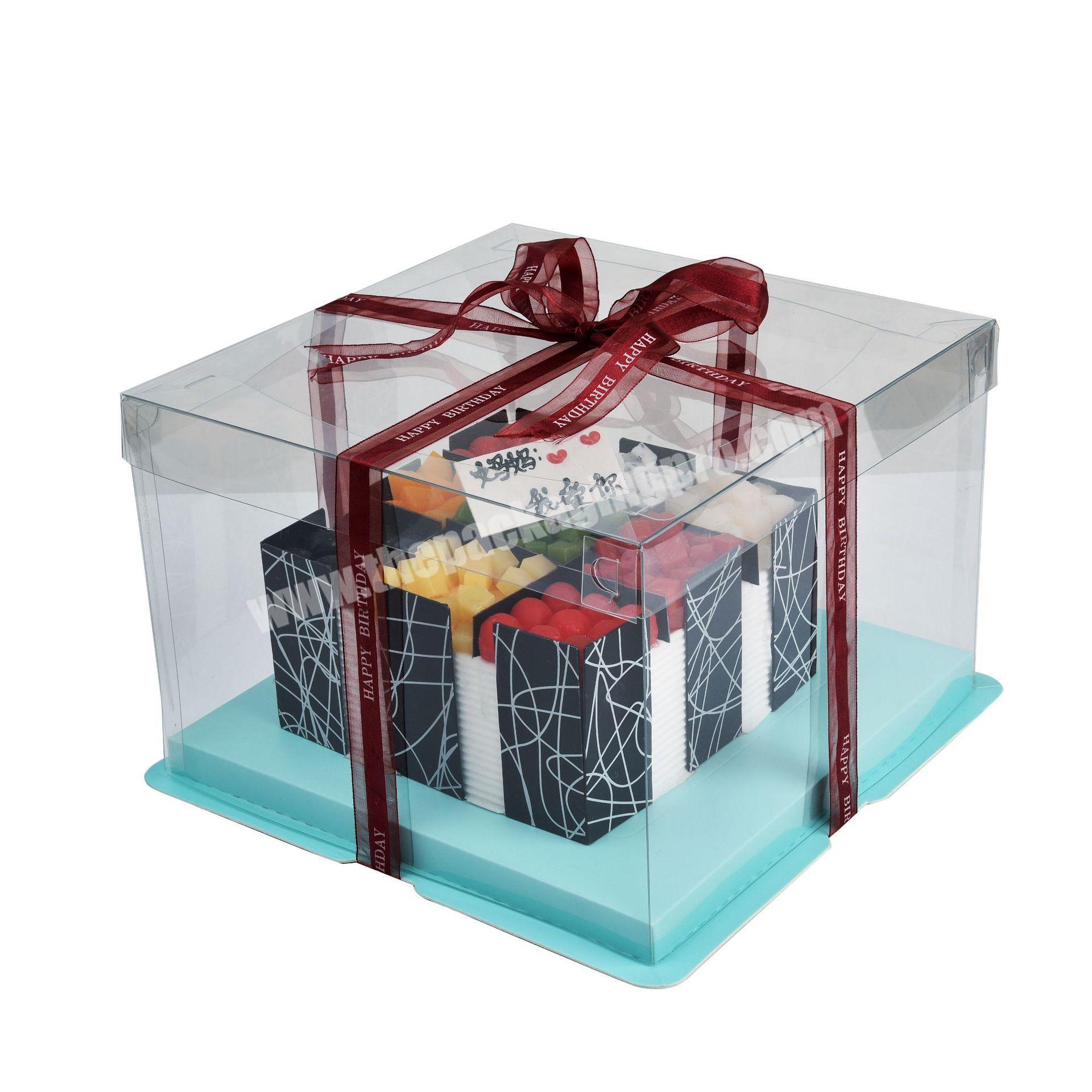 Yiwu customized production of high-grade PVC packaging cake gift box dessert box full transparent printable custom
