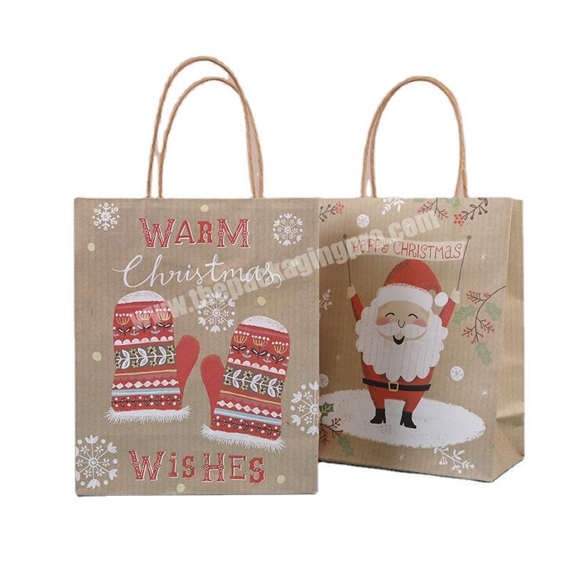 Yiwu factory customized Christmas gift bag full color printing kraft paper packaging paper bag coffee portable special paper bag