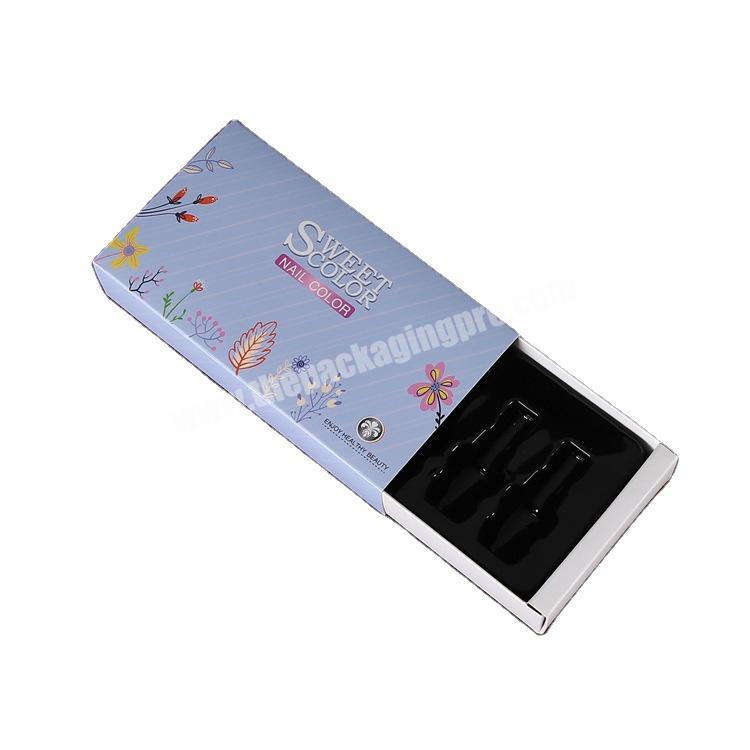 Yiwu factory customized nail polish packaging box drawer box packaging printing logo plastic molding lining