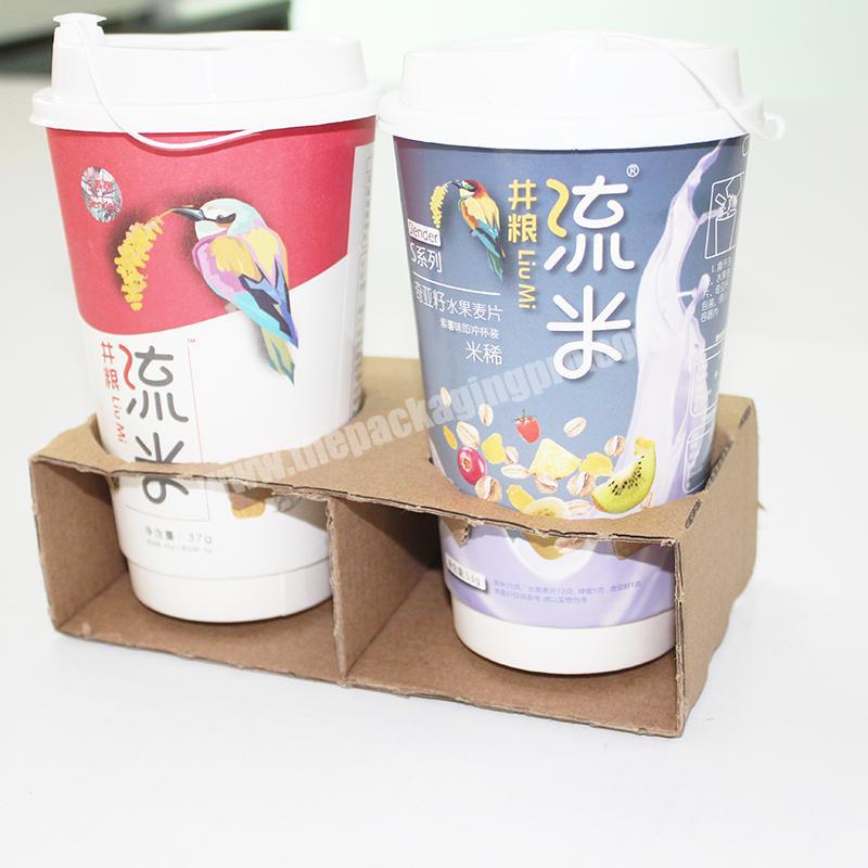 Yongjin Disposable Beverage Kfrat Corrugated Tray, Coffee Cup Holder Paper Carrier for 2 Cups