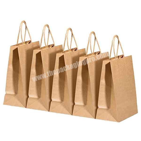 100% Recyclable craft vegetable paperbags plain brown kraft grocery paper bag with handles for supermarket