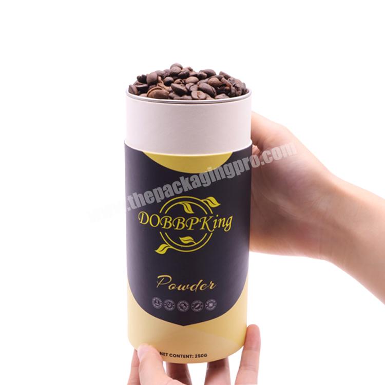 100% Recycled Round Cardboard Food Grade Paper Tube Inside Aluminum Foil And Custom Desig  For Powder Coffee Bean