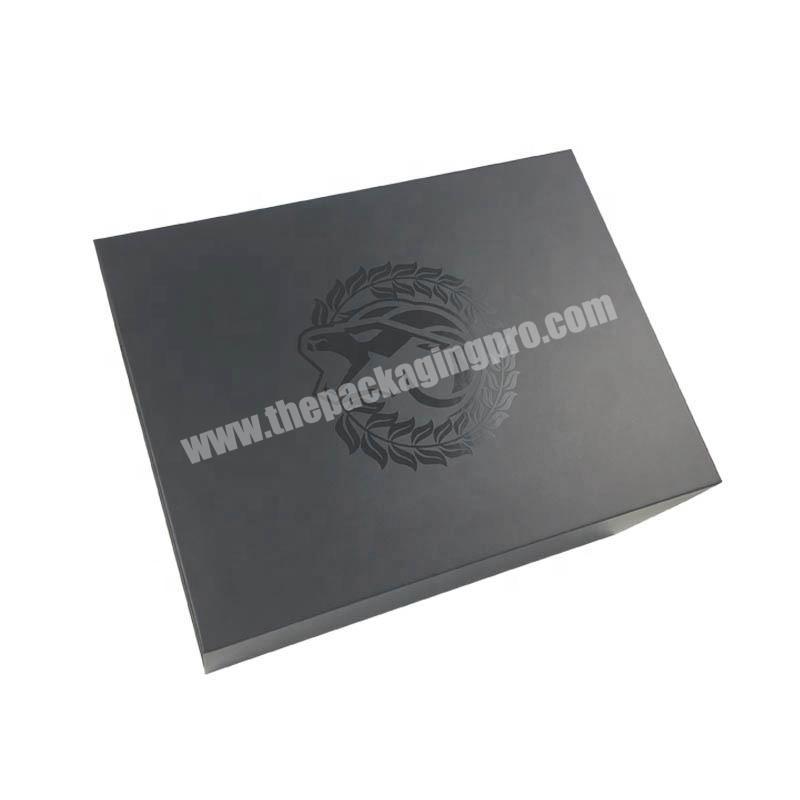 15 Years Custom Factory Black UV Coating Magnetic Gift Box Garment Clothing Packaging Folding Box