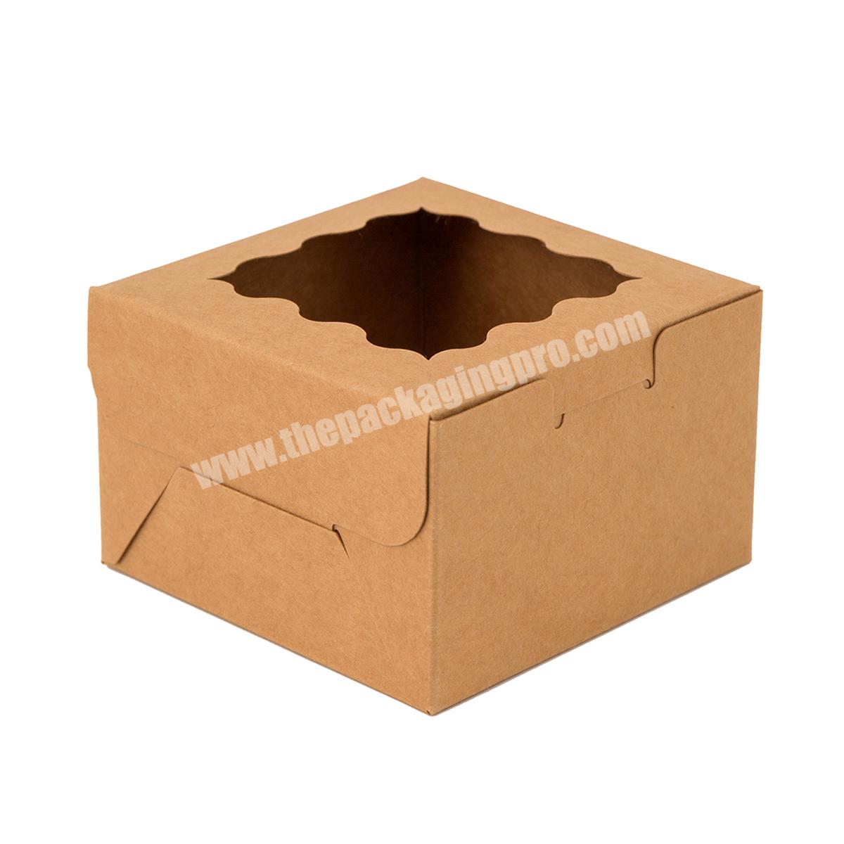 50 Pack Individual Pastry Boxes with Window for Bakery Supplies 4x4 Kraft Dessert Containers for Muffins Treats Mini Pies box