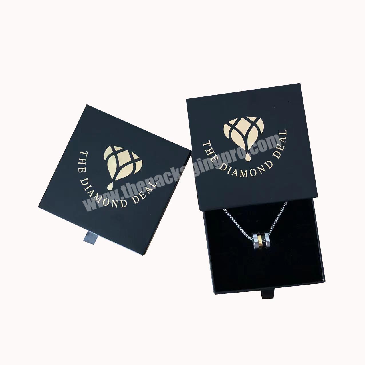 9x9x3cm custom logo printed drawer jewelry boxes packaging for necklace ribbon pull tab