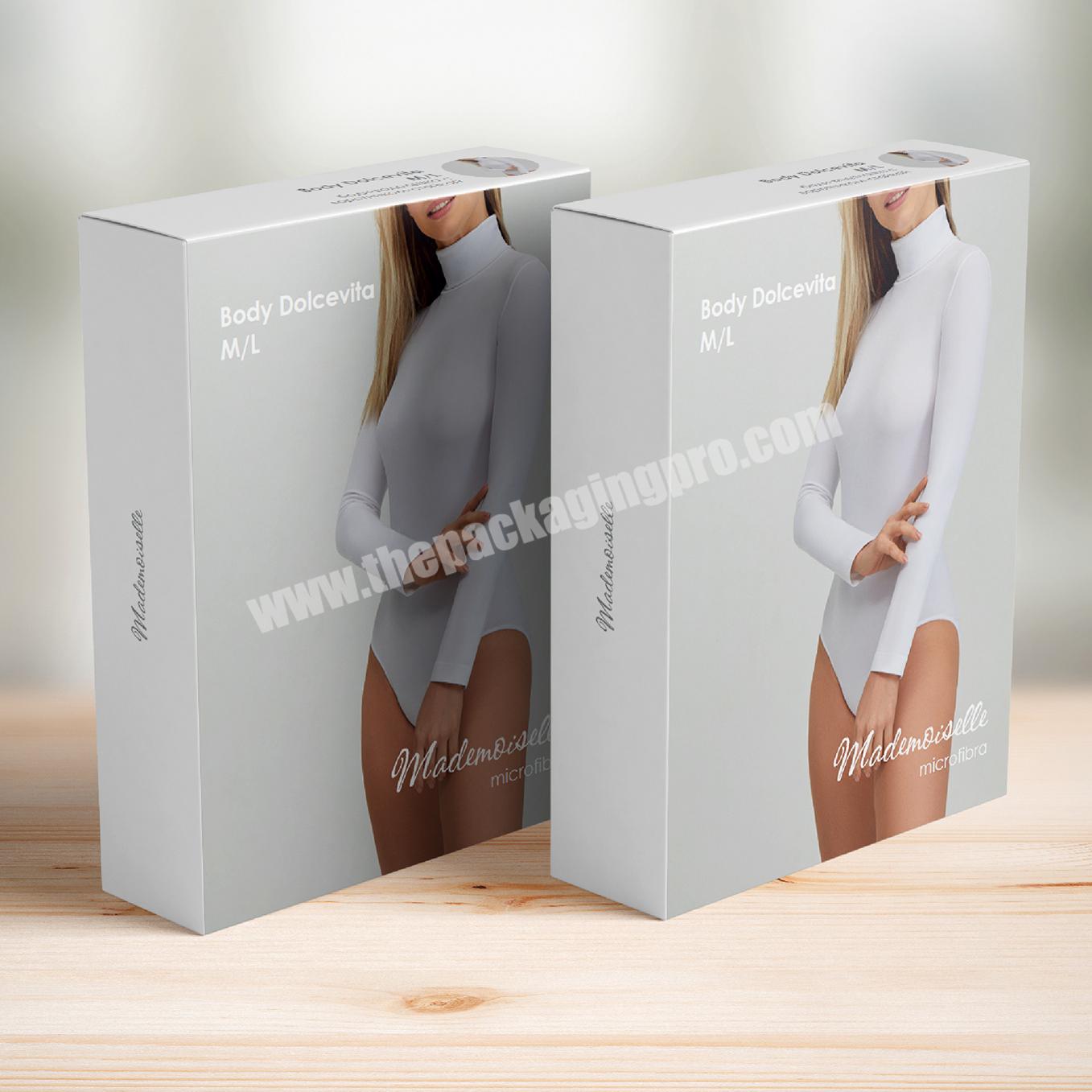 According to Your Own Design Silver Hot Foil Stamping Logo 100% Recycle Ivory Board Women Cotton Underwear Paper Package Design