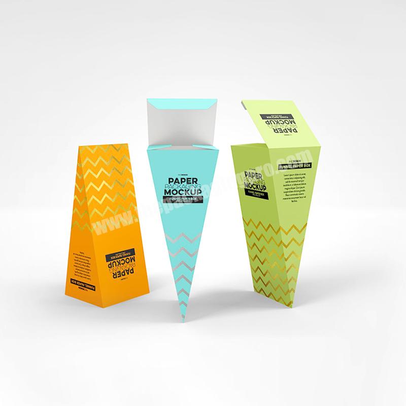 Bbiodegradable Triangular Custom Logo Printed Popcorn Chicken Box Takeaway Fast Food Containers Packaging Boxes Kraft Paper