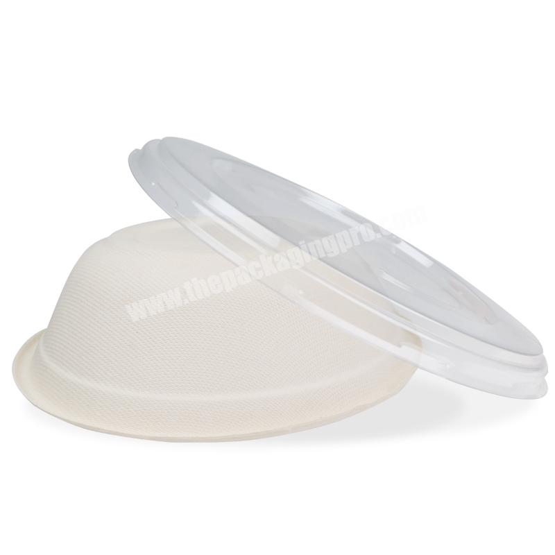 Biodegradable Compostable Sugarcane Pulp Paper  Bowl Meal Box Lunch Plate With Plastic Lid