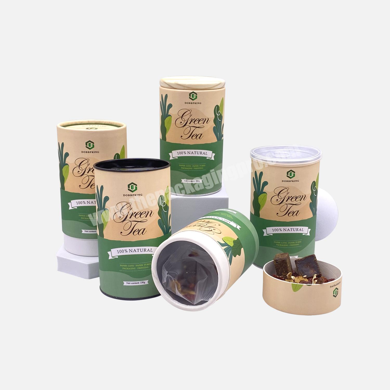 Biodegradable Kraft Food Grade Paper Cardboard Cylinder Jar Packaging Box Containers Craft Paper with Lid for Food Recyclable