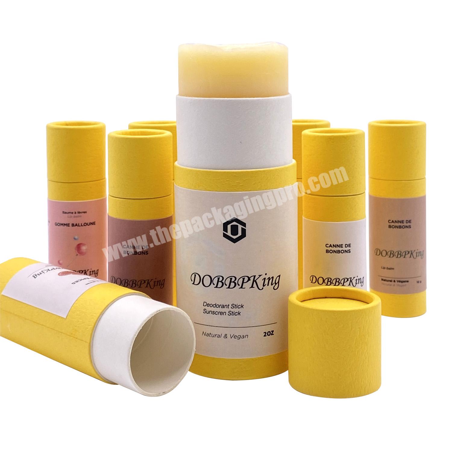 Biodegradable deodorant fill tubes wholesale circular box packaging round lip balm cardboard container