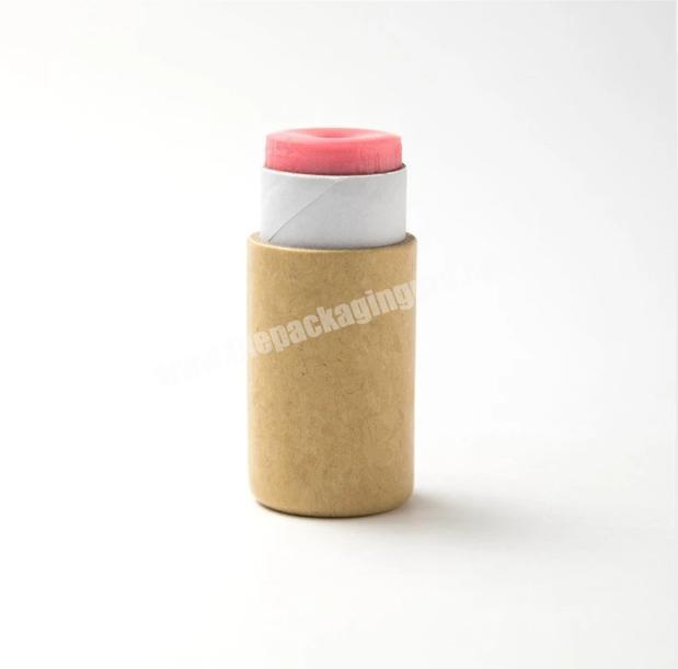 Biodegradable kraft paper cardboard push up lip balm paper tube cylinder natural packaging