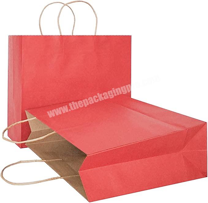 Biodegradable recyclable coated art sturdy bottom paper packaging small gift bag with handles
