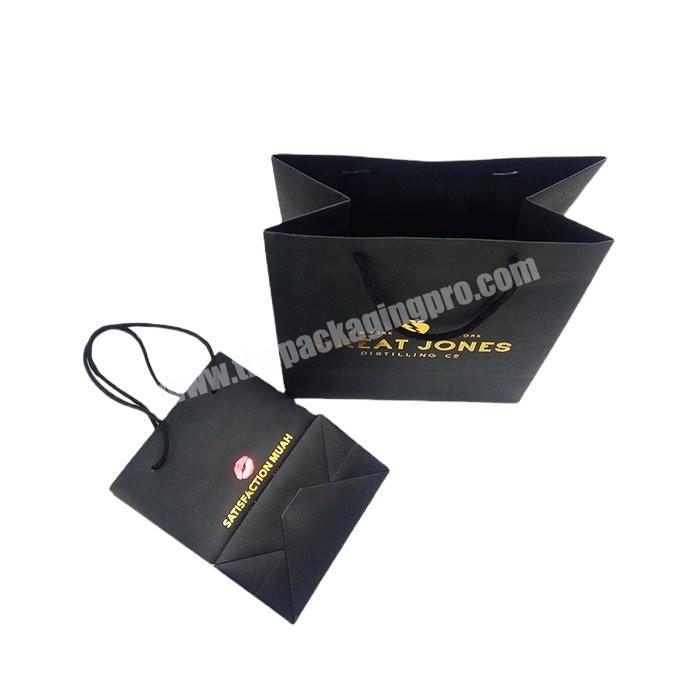 Black custom paper shopping bag recyclable material for clothing  shopping