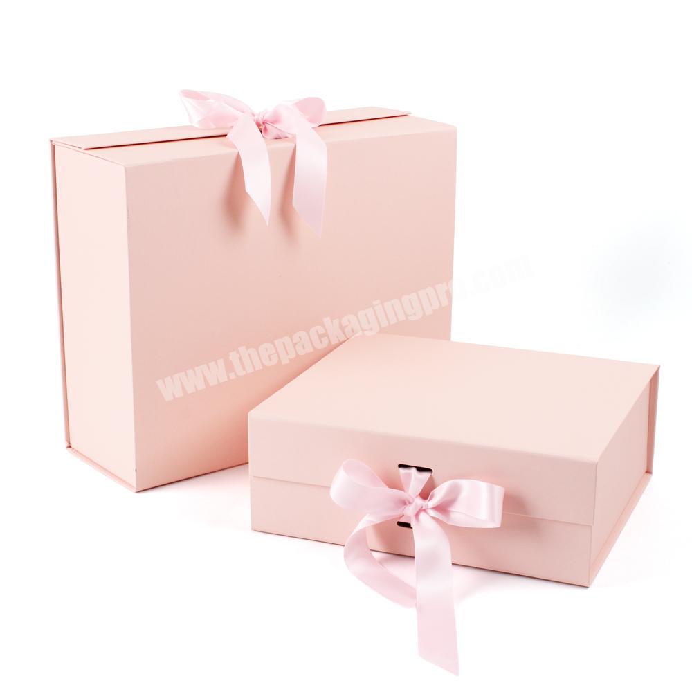 Boxes for gift sets with ribbon pink packaging boxes for magnetic paper foldable gift box