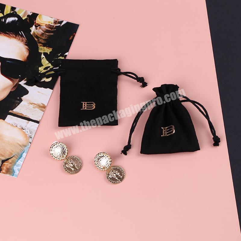 Boyang Custom Black Gift Bags Drawstring Velvet Jewelry Pouch Bag