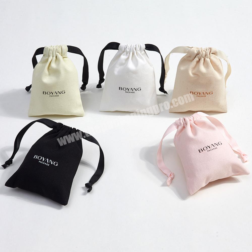 Boyang Custom Color Small Calico Canvas Cotton Drawstring Jewelry Packing Pouch Bags