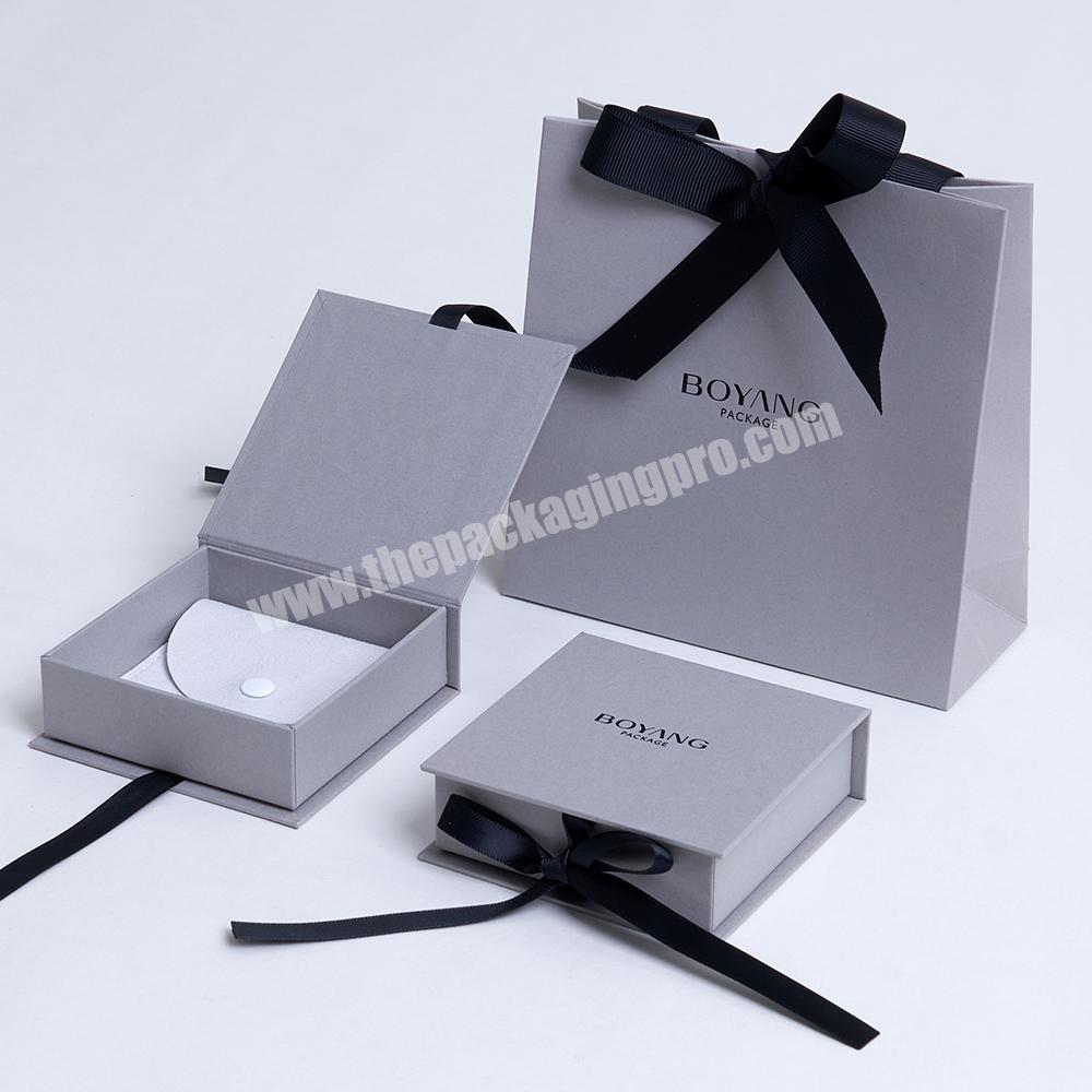 Boyang Custom ECO Paper Necklace Ring Jewellery Jewelry Gift Packaging Box with Ribbon