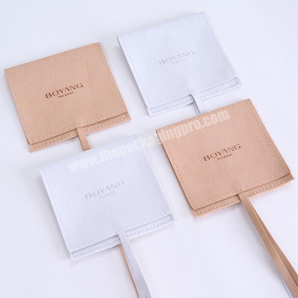 Boyang Custom Envelope Flap Microfiber Jewelry Gift Packing Bag Pouch