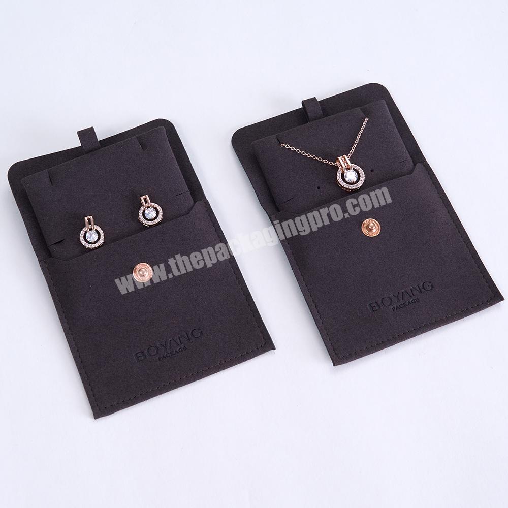 Boyang Custom Logo Printed Luxury Small Microfiber Pouch Jewelry Earrings Necklace Gift Bag