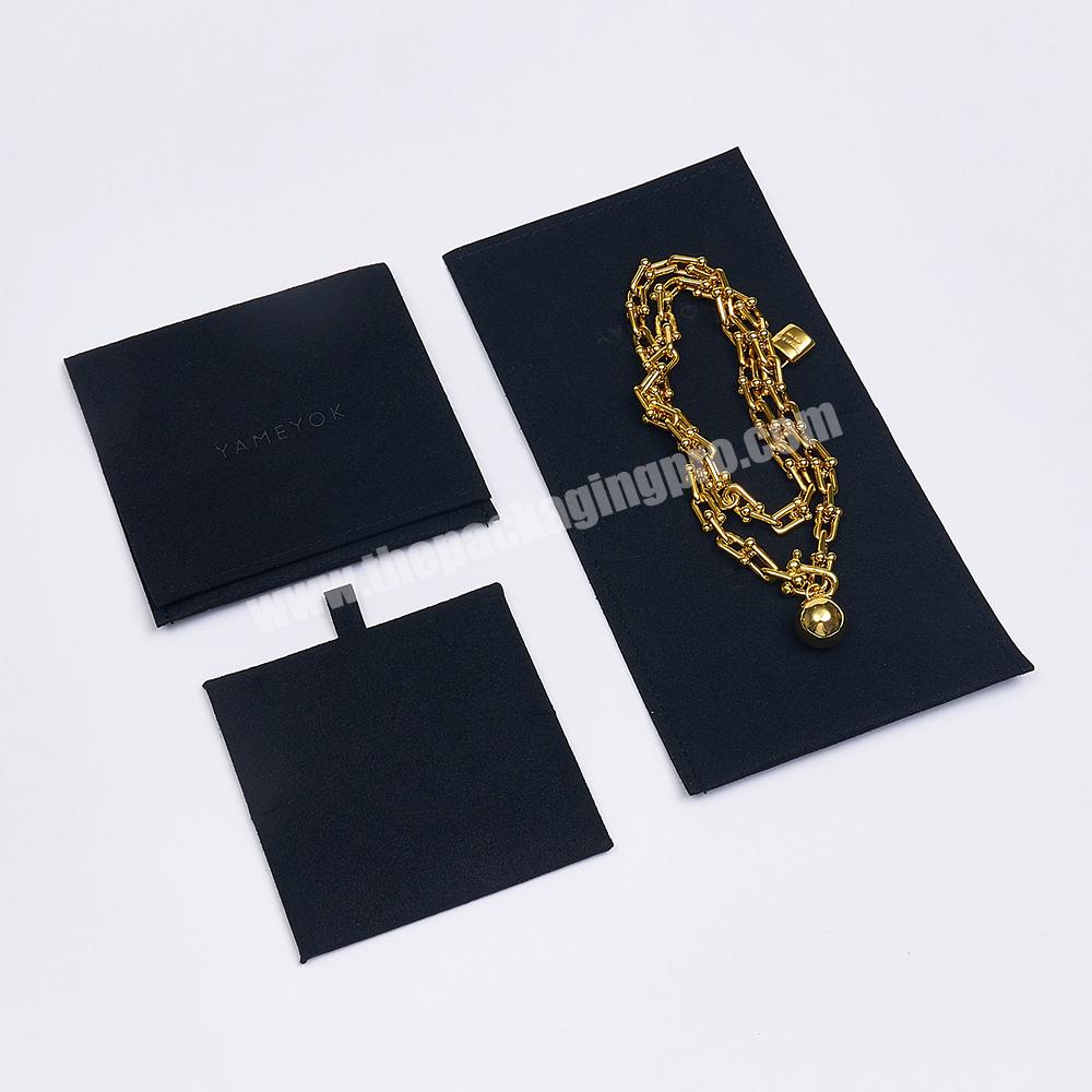 Boyang Custom Logo Printed Small Envelope Flap Package Pouch Luxury Microfiber Necklace Jewelry Bag