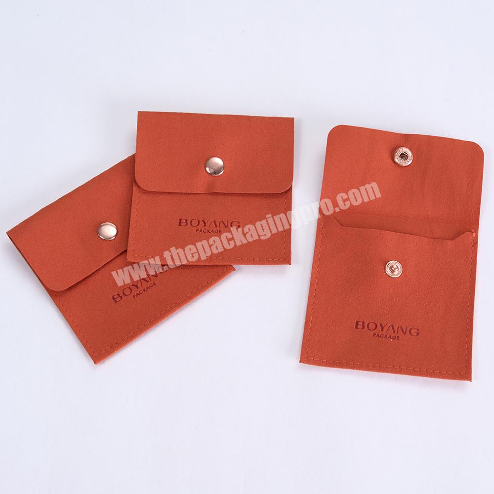 Boyang Custom Logo Snap Suede Microfiber Jewelry Earring Pouch Bag with Box and Insert Pad