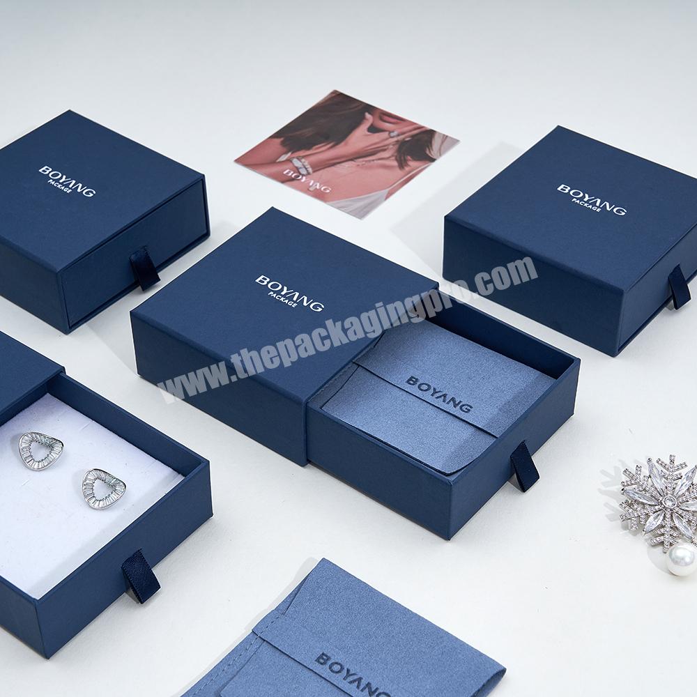 Boyang Custom Luxury Blue Necklace Ring Earring Bracelet Gift Packaging Jewelry Boxes with Logo