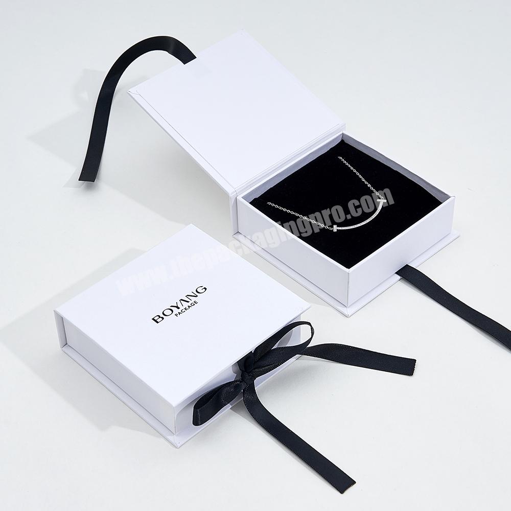 Boyang Custom Reusable ECO Friendly Ring Necklace Pendant Jewelry Gift Ribbon Box