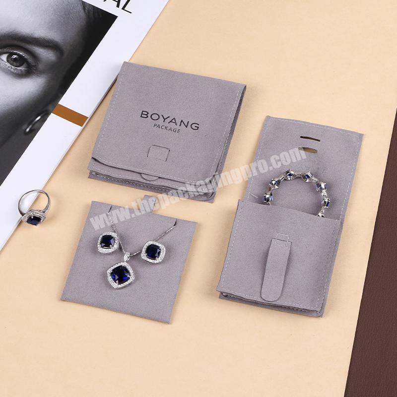 Boyang Custom Ring Pendant Packaging Bag Microfiber Flip Envelope Jewelry Pouch