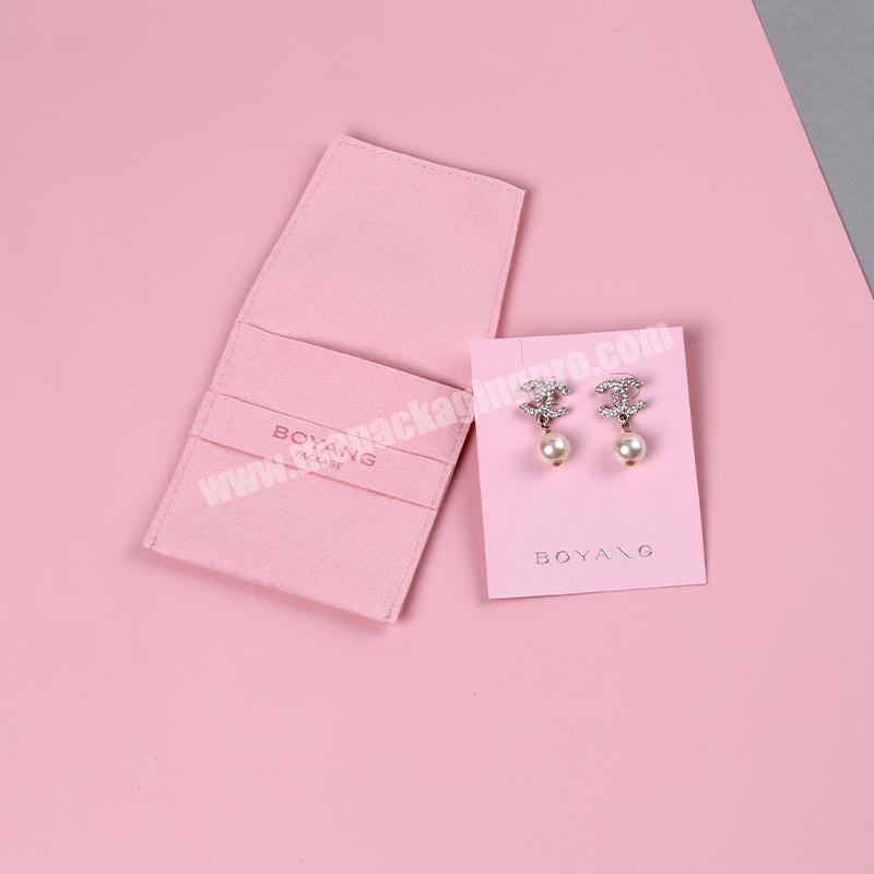 Boyang Custom Small Envelope Pink Microfiber Jewelry Packaging Pouch with Logo