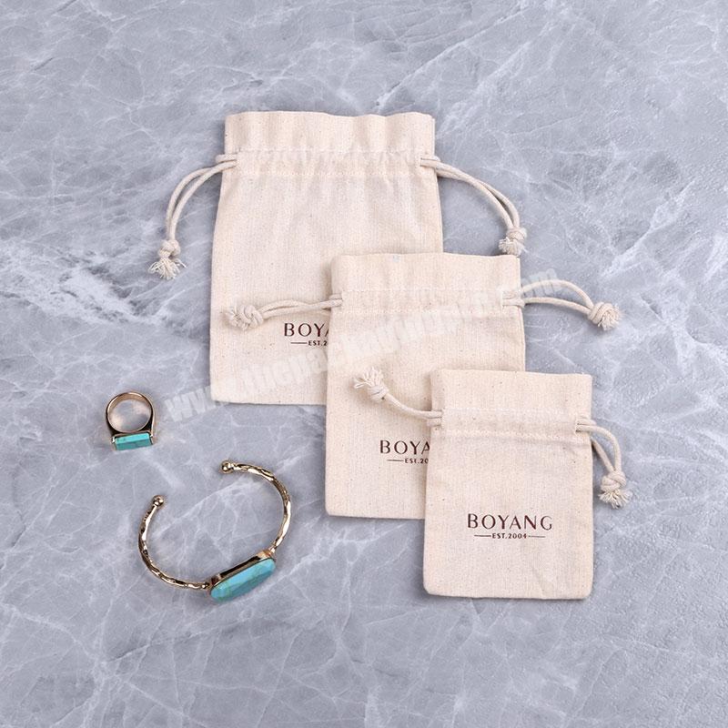 Boyang Custom Wholesale Canvas Cotton Linen Drawstring Jewelry Packaging Bags