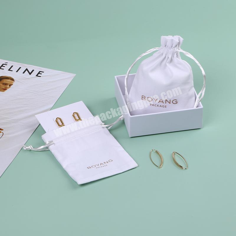 Boyang Custom Wholesale White Cotton Drawstring Jewelry Packaging Bags
