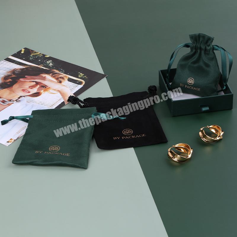 Boyang Factory Price Black Drawstring Velvet Jewelry Packaging Bag Pouch Custom