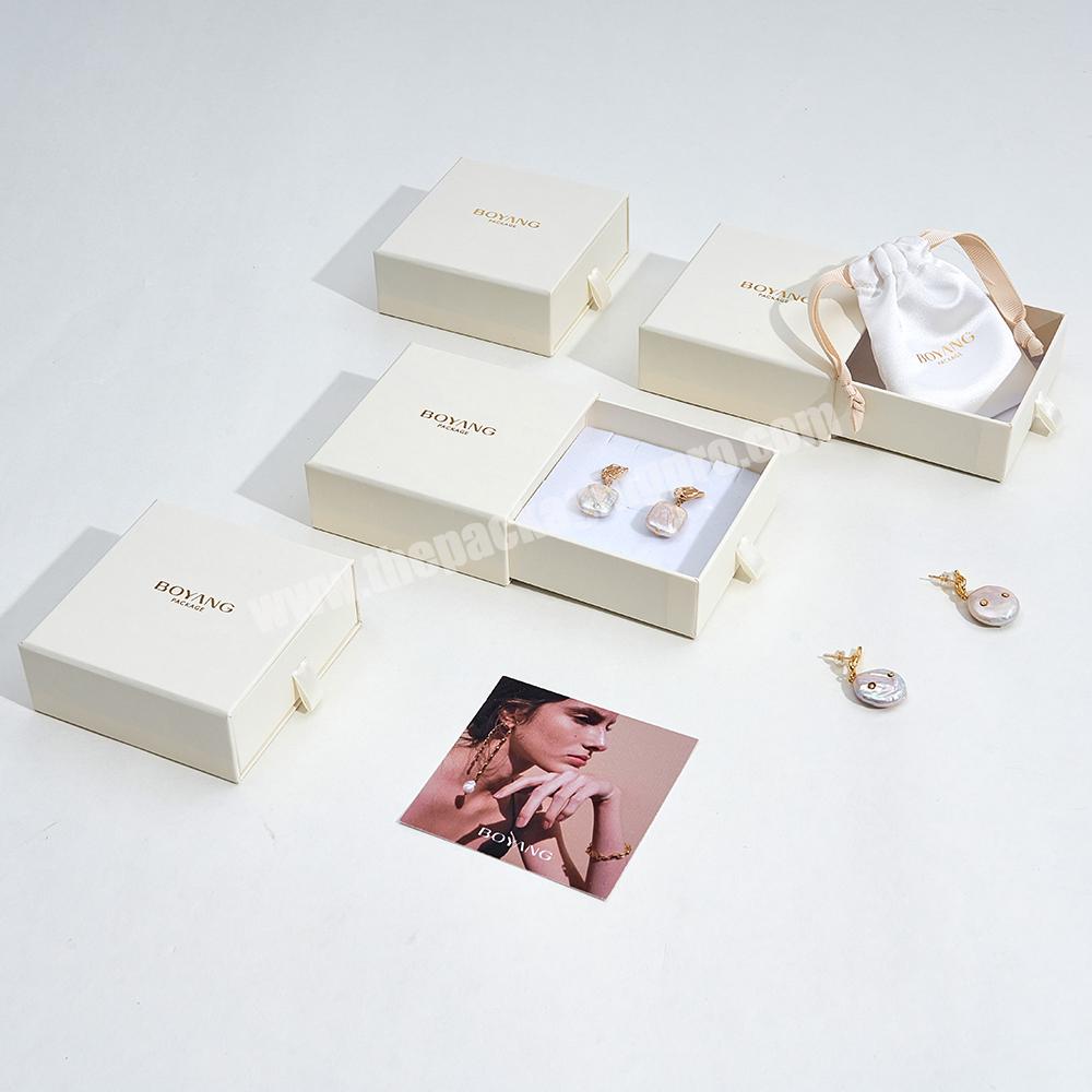 Boyang Factory Wholesale Eco Beige Paper Drawer Earrings Jewelry Gift Boxes Custom Packaging