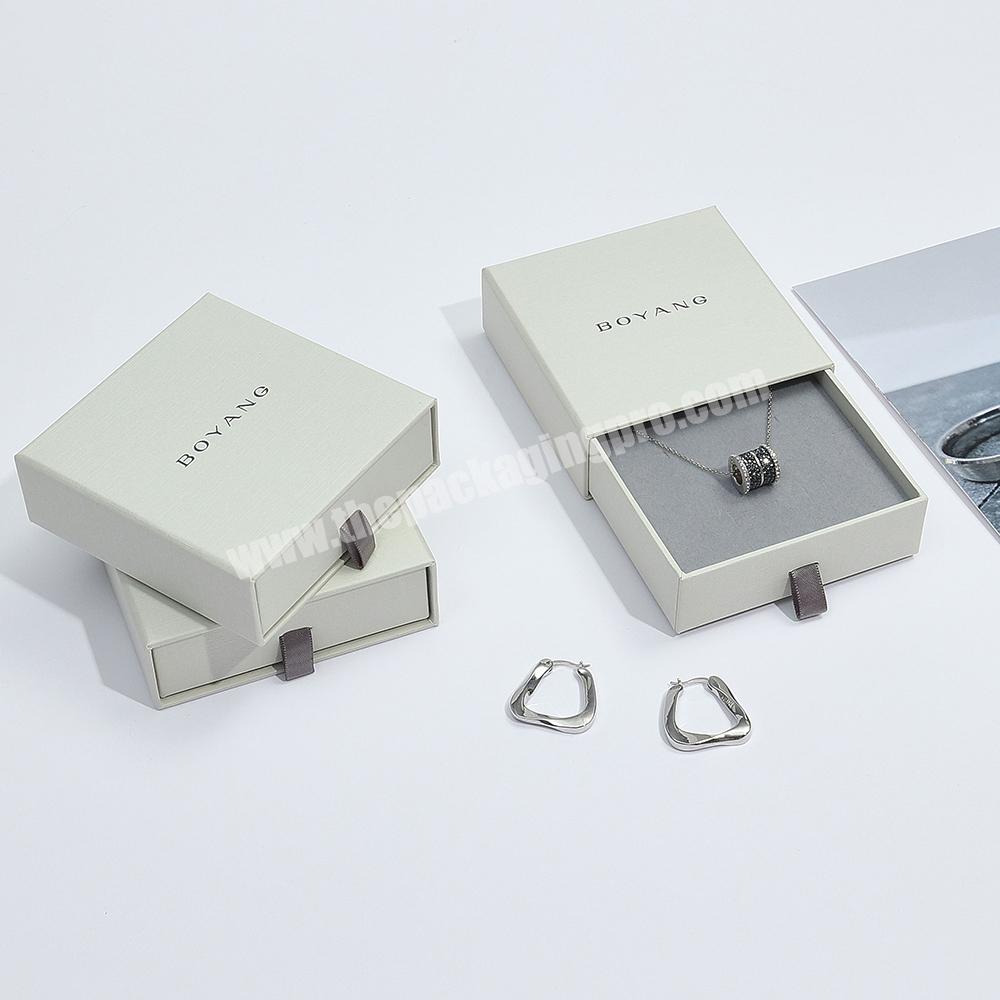 Boyang Luxury Drawer Gift Packaging Paper Cardboard Custom Logo Printed Earring Necklace Jewelry Box