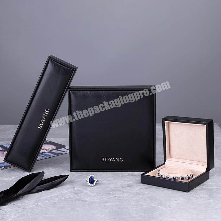 Boyang Portable Black Jewellery Box Packaging PU Leather Jewelry Boxes for Ring Necklace