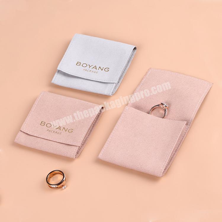 Boyang Ring Necklace Packaging Bag Envelope Flip Suede Microfiber Jewelry Gift Pouch Packaging