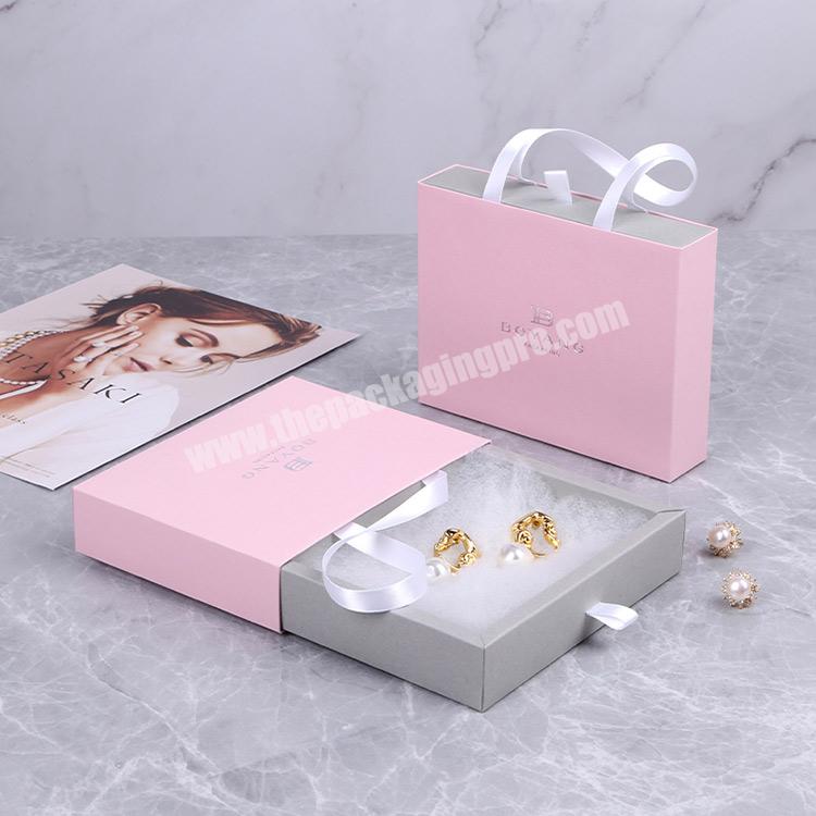 Boyang Valentine's Day Pink Cardboard Paper Earring Jewelry Gift Sliding Drawer Box Packaging