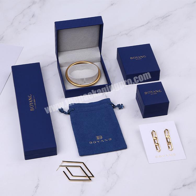 Boyang Wholesale Custom Luxury Paper Gift Blue Bracelet Jewelry Boxes and Pouches