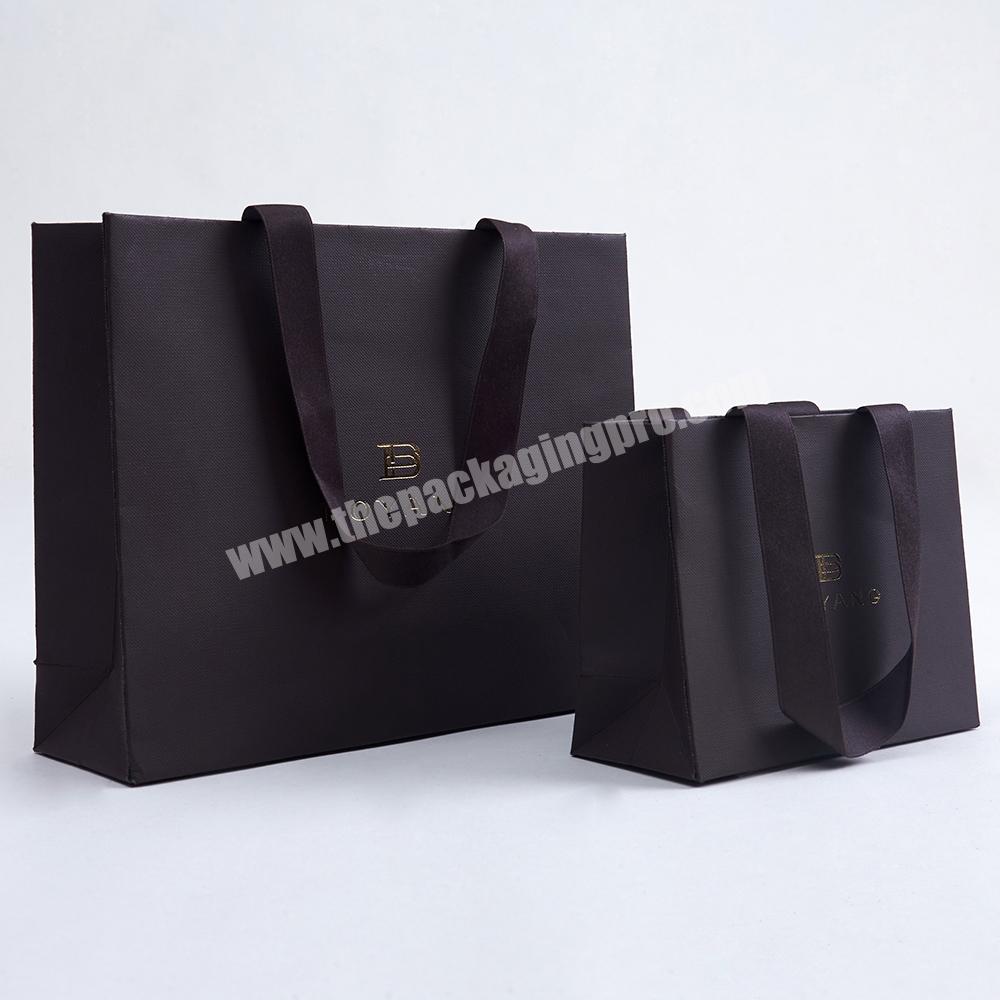 Boyang Wholesale Custom Print Luxury Black Cardboard Shopping Gift Jewelry Paper Bag with Your Own Logo