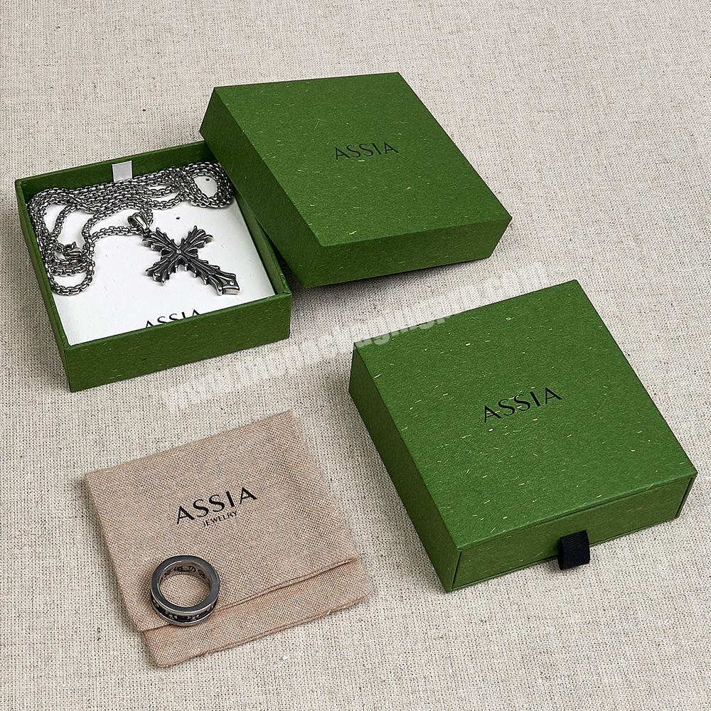 Boyang Wholesale Custom Recyclable Paper Dark Green Gift Packaging Jewelry Box